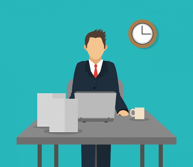 Person in Anzug mit Business-verwandten Ikonen Bild