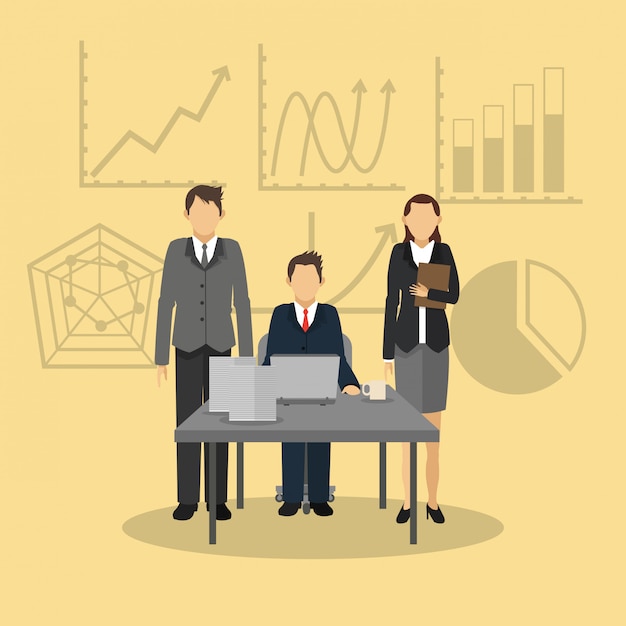 Person in Anzug mit Business-verwandten Ikonen Bild
