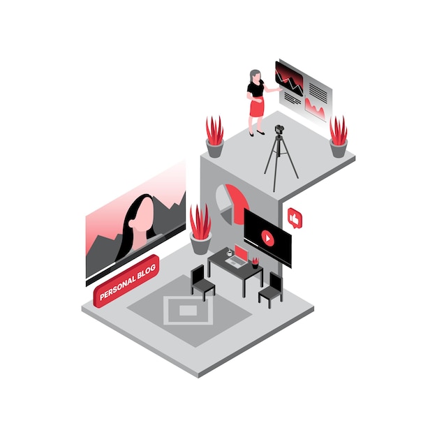 Personal Blog Startup Illustration Vlogging Blogger Workplace Promotion Planning