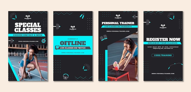 Vektor personal trainer instagram geschichten design