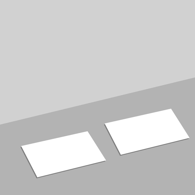 Perspektivenansicht des Designkonzepts der Visitenkarte lokalisiert auf grauem Hintergrund für Modell