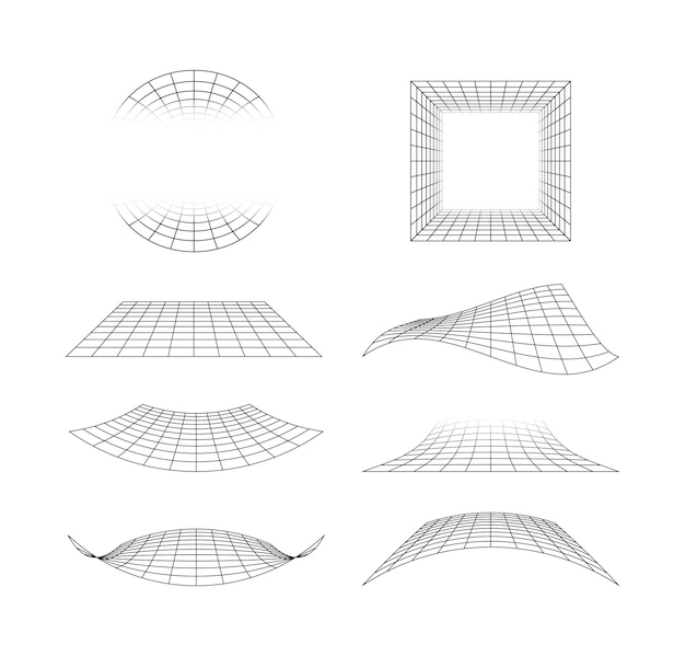 Vektor perspektivisches raster 3d-linienoberfläche von bodenfliesen horizont geometrische formen grelle vektorstilisierte rastervorlage