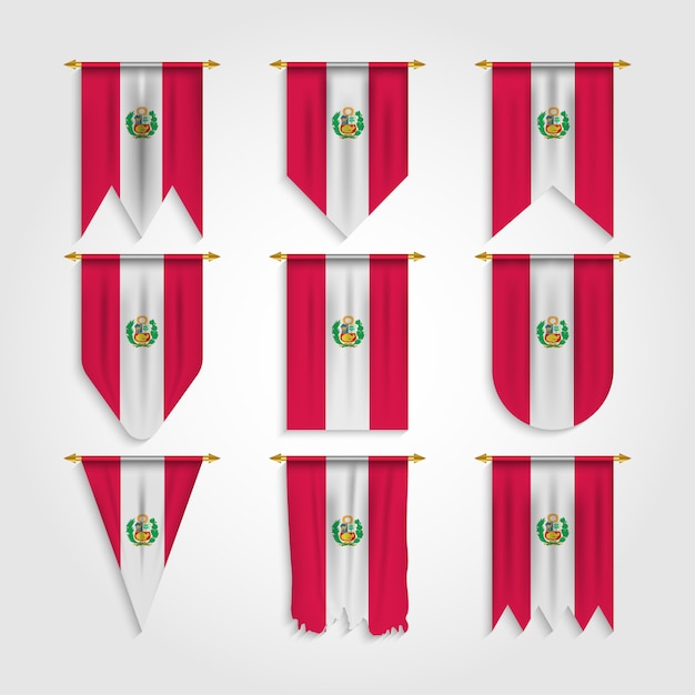 Peru flagge in verschiedenen formen