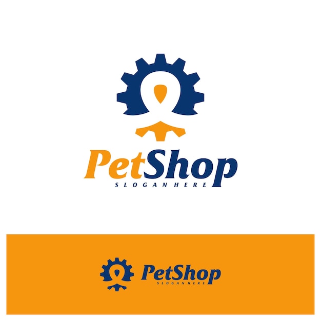 Pet gear logo design template pet logo konzept vektor emblem creative symbol icon