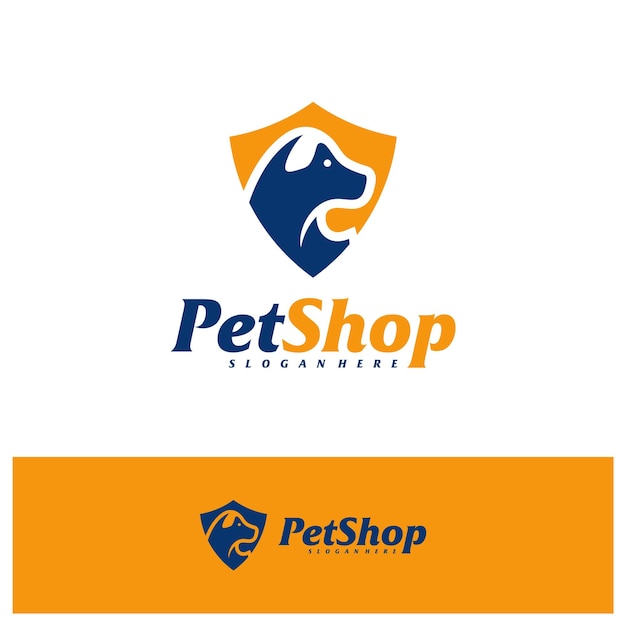 Pet shield logo-design-vorlage pet-logo-konzept-vektor-emblem kreatives symbol-symbol