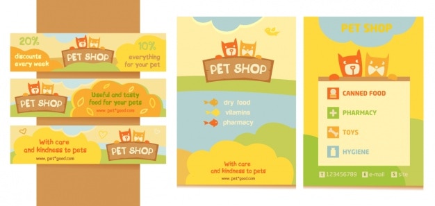 Vektor pet shop banner und broschüre design