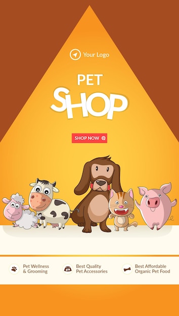 Pet shop-porträt-template-design