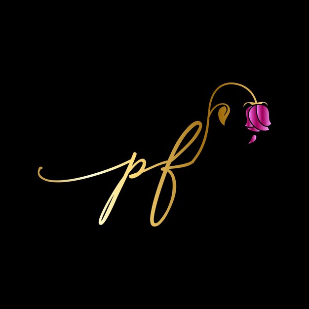 Pf-monogramm-logo für feiern, hochzeiten, grußkarten, einladungen vektorvorlage