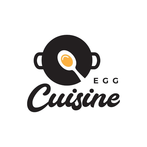 Vektor pfanne, kochen, eier, küche, essen, geschmack, modernes, einfaches logo-design, vektor-icon-illustration