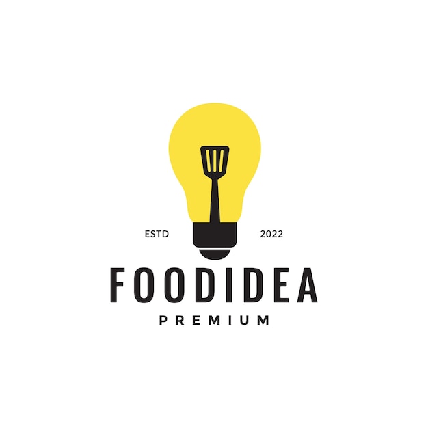 Pfannenwender Kochen mit Lampe Licht Idee Logo Design Vektorgrafik Symbol Symbol Illustration kreative Idee