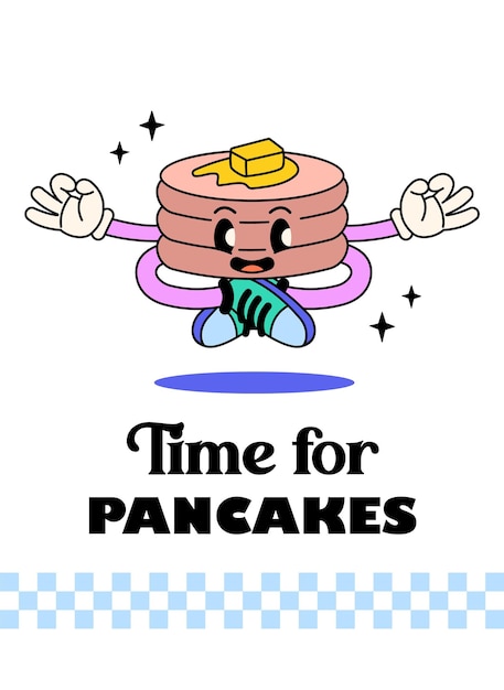 Pfannkuchen Retro-Cartoon-Illustration