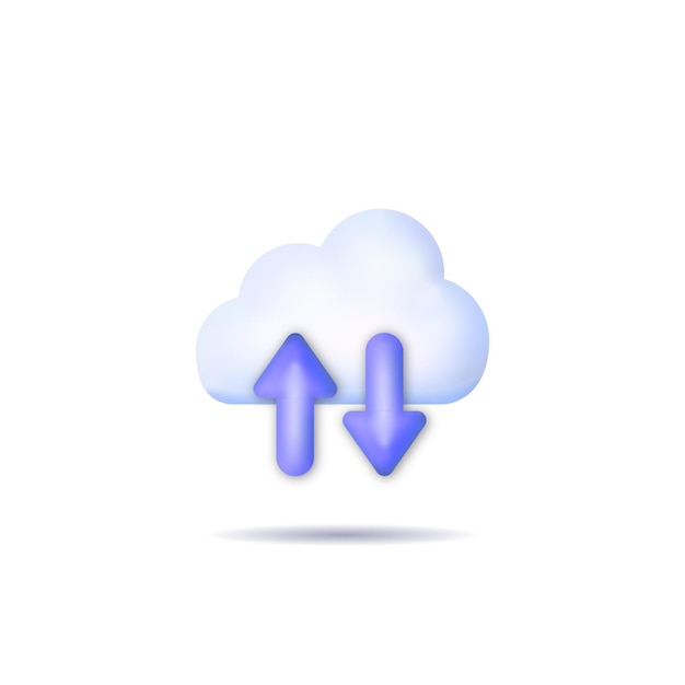 Pfeil der Wolken 3d für Konzeptdesign. Technologiesicherheit. Cloud Computing. Business-Symbol. 3D-Vektor