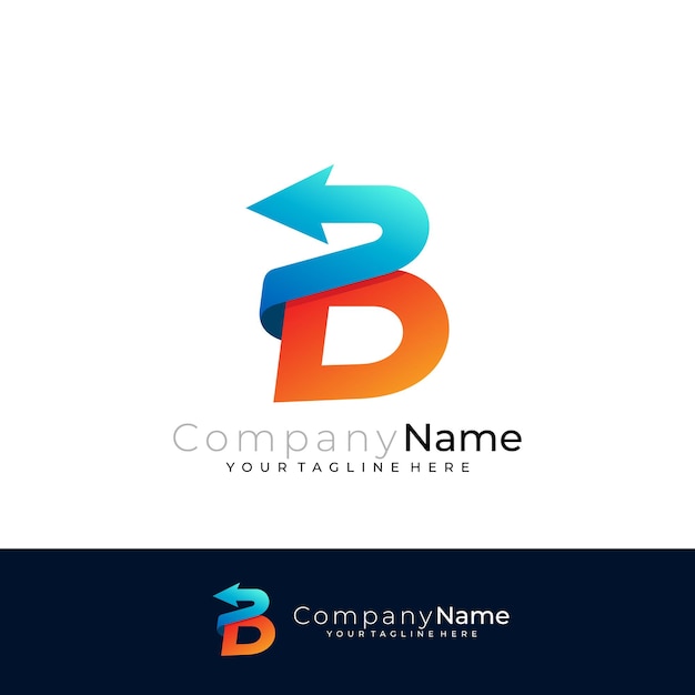 Pfeil-Logo und Buchstaben-B-Design-Kombination-Technologie-Ikonen