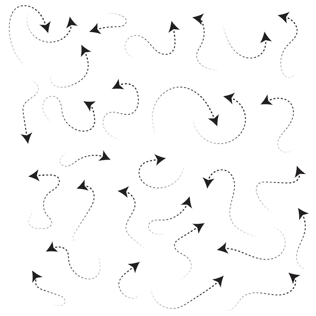 Pfeil-Symbol Richtungs-Symbon Handgezeichneter Pfeilset Sammlung verschiedener Pfeile Zeichen Doodle Pfeil