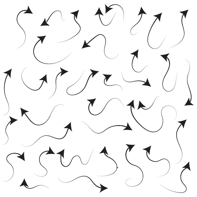 Pfeil-symbol richtungs-symbon handgezeichneter pfeilset sammlung verschiedener pfeile zeichen doodle pfeil