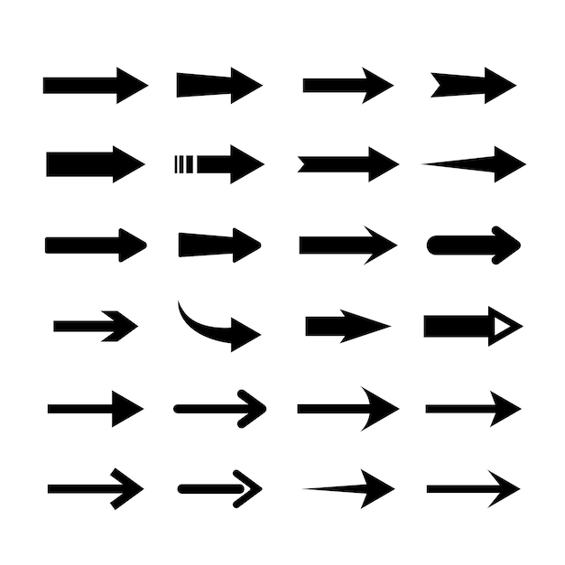 Pfeil- und Cursor-Symbole für UI-Webdesign, isoliert auf weißem Hintergrund