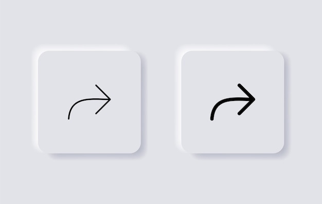 Pfeil vorwärts Symbol Antworten senden Teilen Symbole Schaltfläche in Neumorphismus-Schaltflächen neumorphe ui ux-Schnittstelle