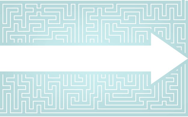 Pfeile, die durch das Labyrinth brechen, Bildillustrationen, die vorgefasste Ideen durchbrechen