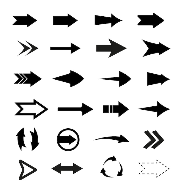 Pfeile große schwarze Symbole festlegen Pfeilsymbol Pfeil-Vektor-Auflistung Pfeil-Cursor Moderne einfache Pfeile Vektor-Illustration