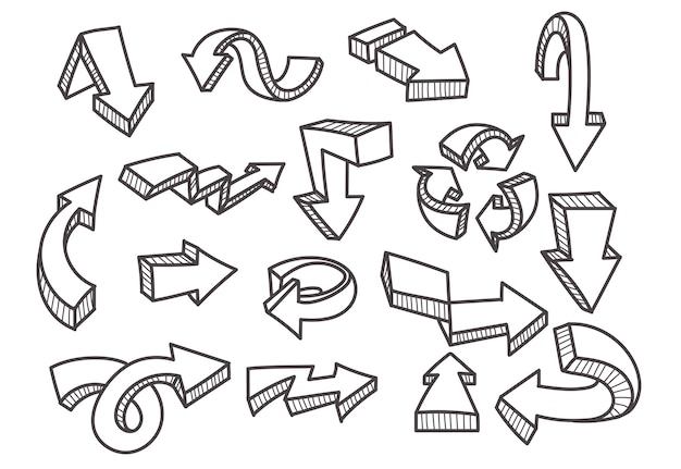 Pfeile handgezeichnetes symbol zeichen ikonen skizze vektorkurve umriss