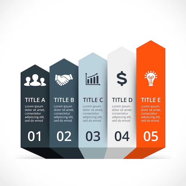 Pfeile vektor infografik präsentationsvorlage kreisdiagramm diagramm 5 schritte teile