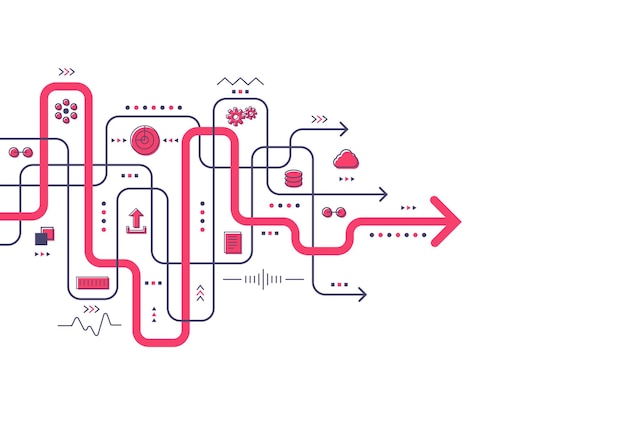 Pfeilrichtung kommunikation visualisierung verbindungskonzept technologiedaten-array visuell für web-banner vektor-illustration