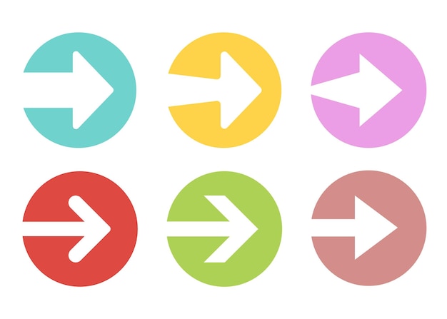 Pfeilschaltflächen-Icon-Set Pfeilsymbole auf Kreisschaltfläche Vektor-Illustration