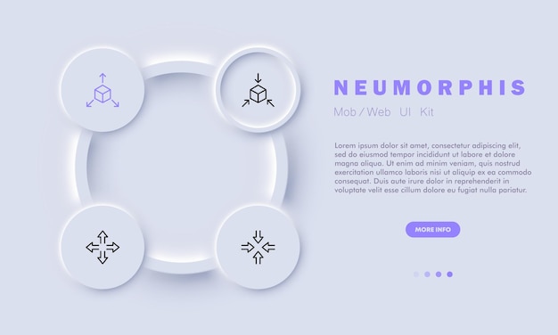 Pfeilset-Symbol 3D-Modellierung Drehen Sie ein Objekt um 360 Grad Betrachtungswinkel Vergrößern Verkleinern Bereitstellen von virtueller Realität Metaverse-Konzept Neomorphismus-Stil Vektorliniensymbol für Unternehmen