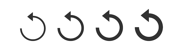 Vektor pfeilsymbol neu laden zeichen wiederholen schaltflächensymbol aktualisieren symbole zurücksetzen schleifensymbole drehen schwarze farbe vektorzeichen
