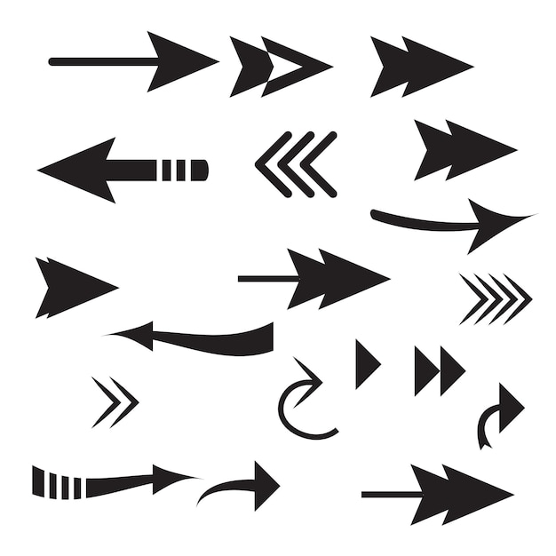 Pfeilsymbol Richtungssymbol Handgezeichneter Pfeilsatz Satz handgezeichneter gestrichelter Pfeile Doodle-Pfeil