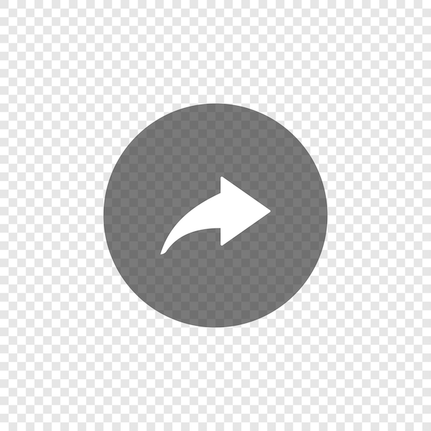 Pfeilsymbol teilen Social-Media-Schaltfläche auf transparentem Kreishintergrund in Vektor flach