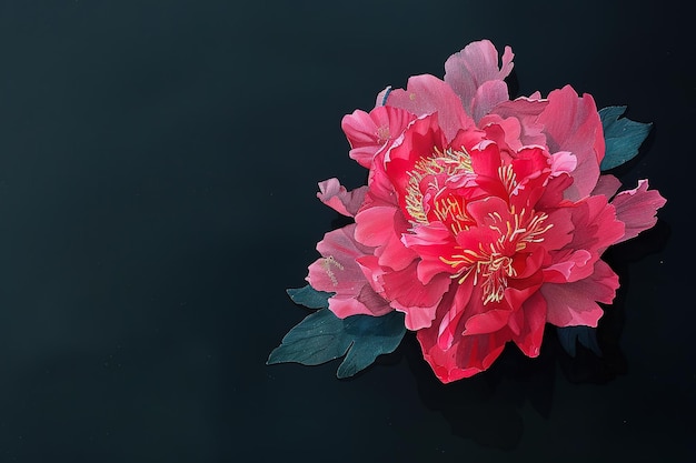 Pfeonenmalerei auf schwarzem Papier im Stil von Naoko Takeuchi reine Farbe dunkelrosa und Smaragd hart e