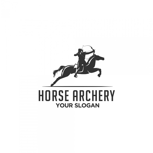 Pferd bogenschießen silhouette logo
