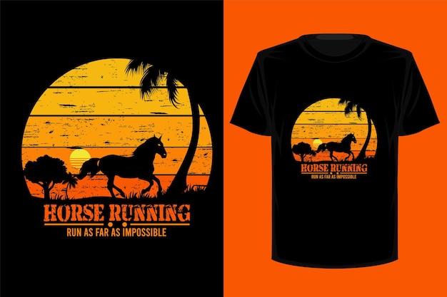 Pferd, das retro-vintage-t-shirt-design läuft