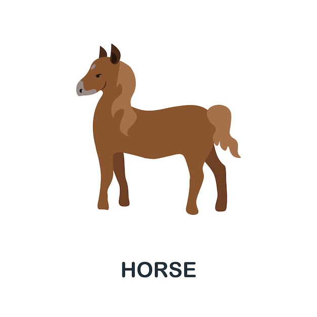 Pferd flaches Symbol Einfaches Farbelement aus der Wild-West-Kollektion Kreatives Pferd-Symbol für Webdesign-Vorlagen, Infografiken und mehr