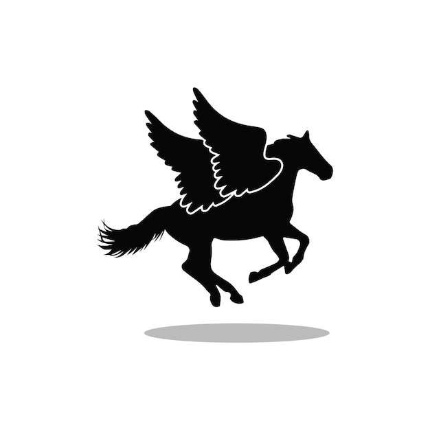 Vektor pferd läuft symbol vektor illustration fliegendes pferd mit flügeln schwarze farbe