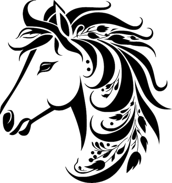 Vektor pferd schwarz-weiß-vektorillustration