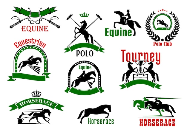 Pferde mit reitersymbolen für reitdesign