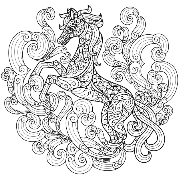 Pferdehand gezeichnet für erwachsenes malbuch