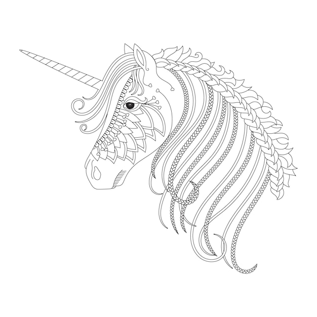 Pferdemalvorlagen mit schwarz-weißer strichzeichnung im blumenstil für erwachsene