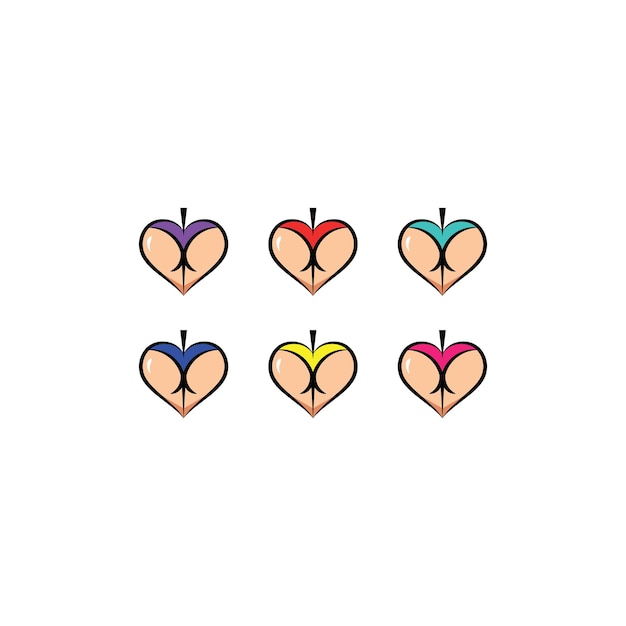 Pfirsich-Frucht-Logo-Kombination mit Liebesform-Logo-Symbol-Vektor-Design-Illustration