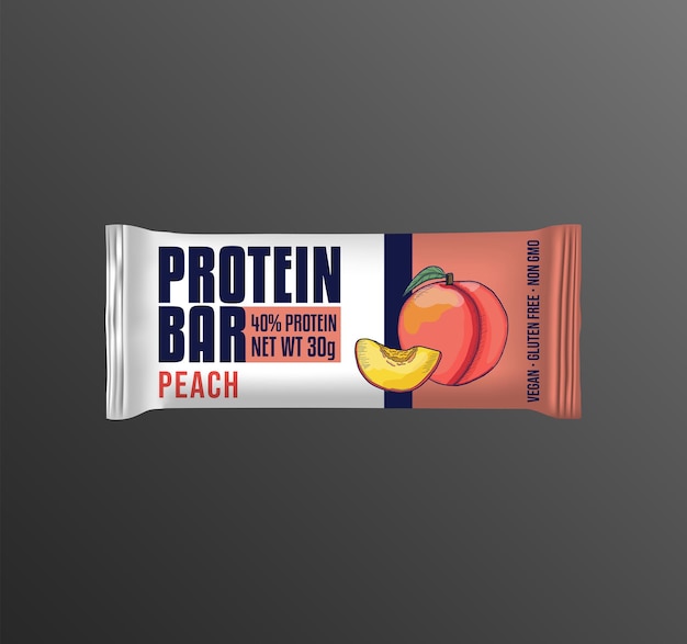 Pfirsich protein riegel labelpackaging template