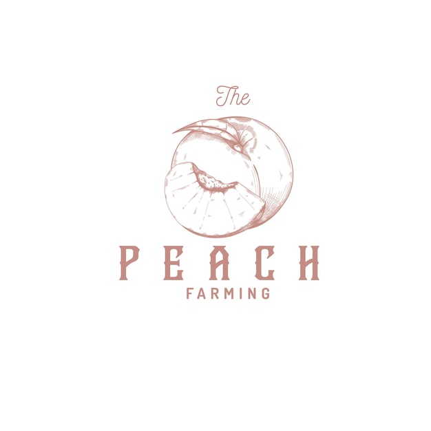 Pfirsichfrucht Vintage Logo Vorlage