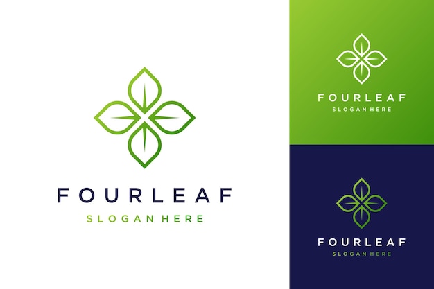 Pflanzendesign-logo oder vier blätter angeordnet