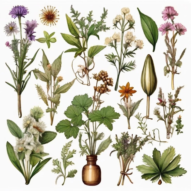 Vektor pflanzenmedizinische botanische clipart