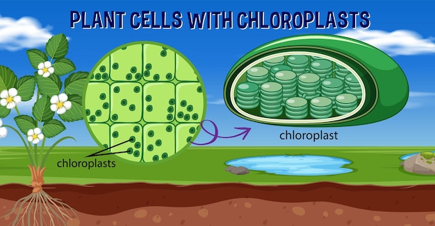 Vektor pflanzenzellen mit chloroplasten