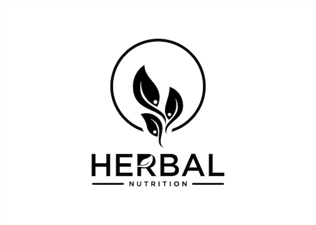 Pflanzliches ernährungsprodukt pflanze blattgrün logo designvorlage