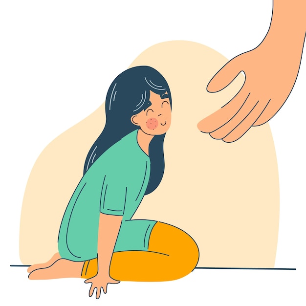 Pflege Mitgefühl Schutz- und Unterstützungskonzept Helfende Hand für Mädchen Vektor isolierte flache Figur auf weißem Hintergrund Hilfe für andere, die sich um die Unterstützung anderer kümmern