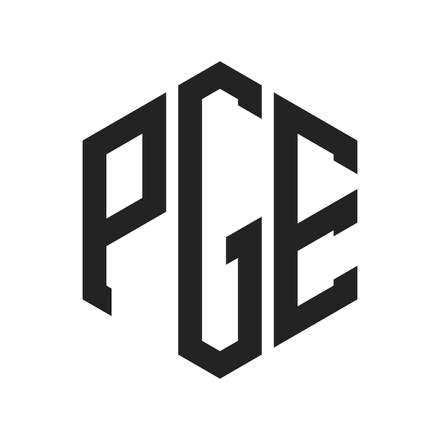 PGE-Logo-Design Anfangsbuchstaben PGE-Monogramm-Logo in sechseckiger Form