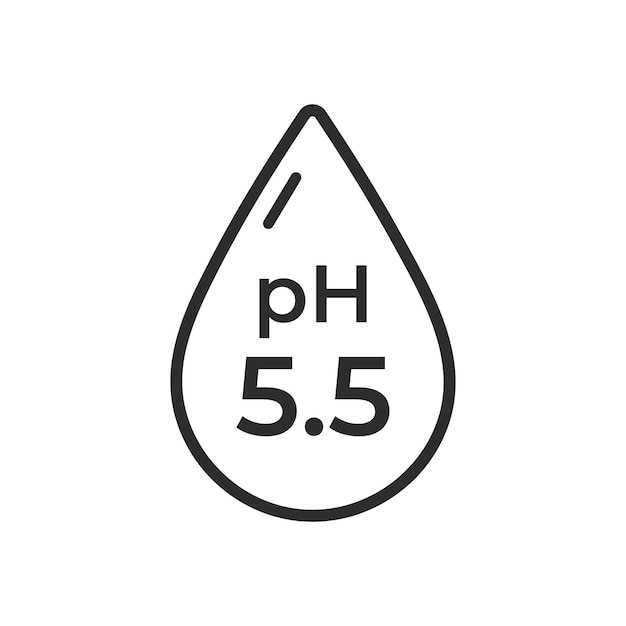 Ph 5,5 ph-symbol, neutrale gleichgewichtshaut, dünne linie websymbol auf weißer hintergrundvektorillustration